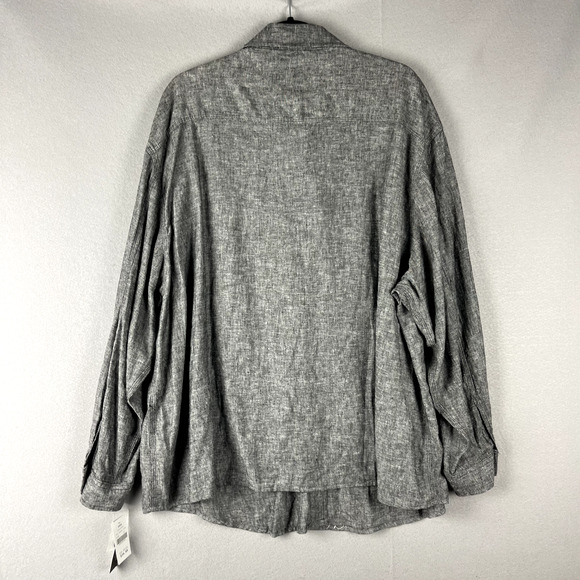 Zac and Rachel Linen Blend Tunic Top Womens 1X Gray Button Up Long Sleeve NWT - Picture 13 of 16